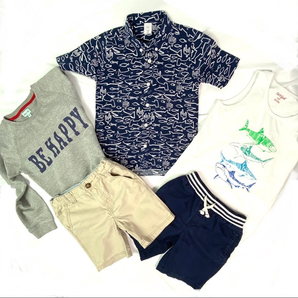 Lot of boys clothes GAP, Gymboree, Carter’s SHARK Shirts, Lilly + Sid Sweatshirt - Picture 1 of 16